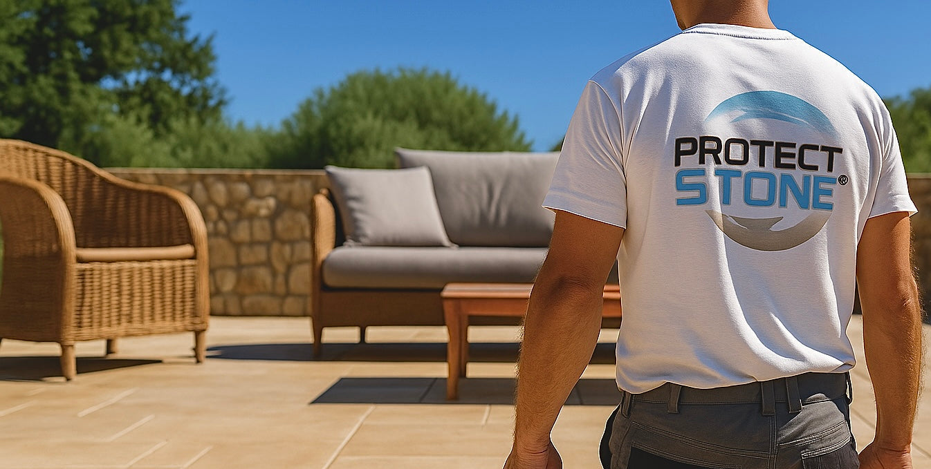 Gamme complète de produits ProtectStone pour nettoyer, rénover et protéger les surfaces minérales