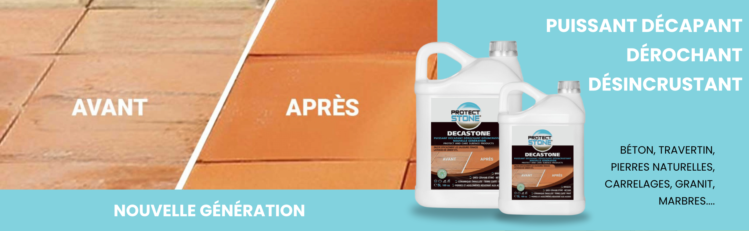 DECA STONE ProtectStone – Décapant professionnel voile de ciment et laitance sur pierre naturelle, carrelage ou béton