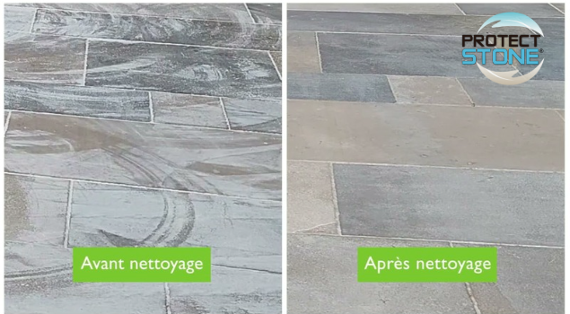 DETER STONE – Nettoyant décapant acide à base aqueuse pour pierres, terres cuites et grès. Élimine voiles de ciment, laitances, efflorescences et salissures de fin de chantier. Usage intérieur et extérieur.
